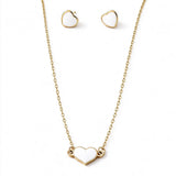 Heart Pendant Necklace and Matching Stud Earrings Set