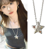 Vintage Star Pendant Necklace with Silver Chain