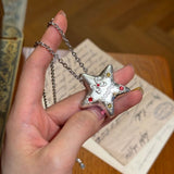 Vintage Star Pendant Necklace with Silver Chain