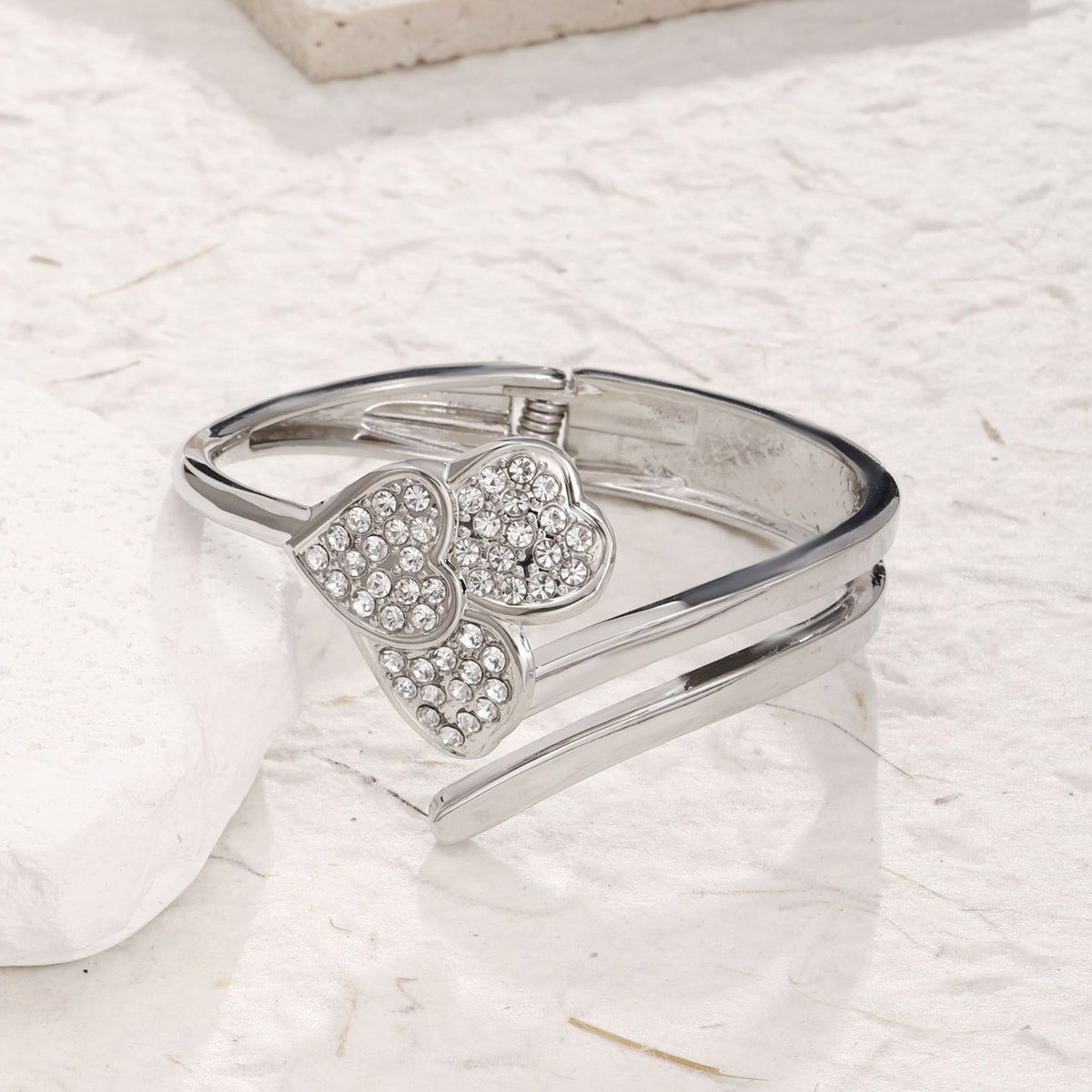 Crystal Clover Cuff Bracelet for Women