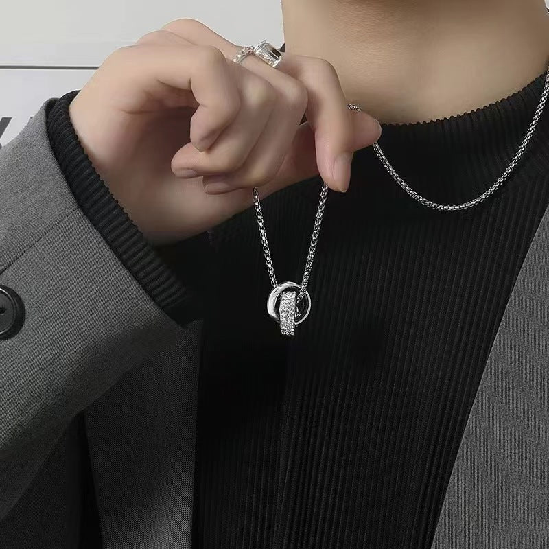 Men's Crystal Pendant Necklace with Chain