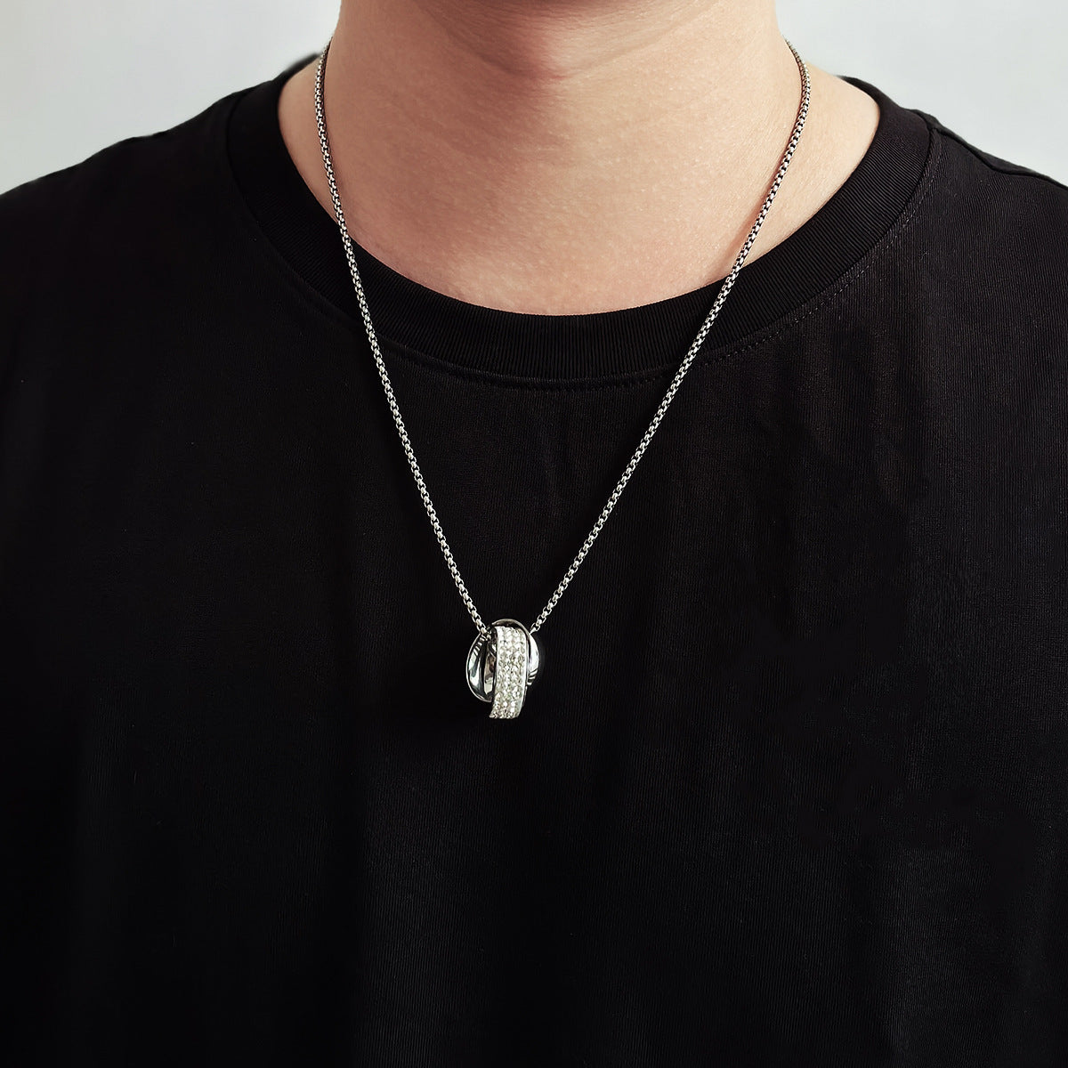 Men's Crystal Pendant Necklace with Chain