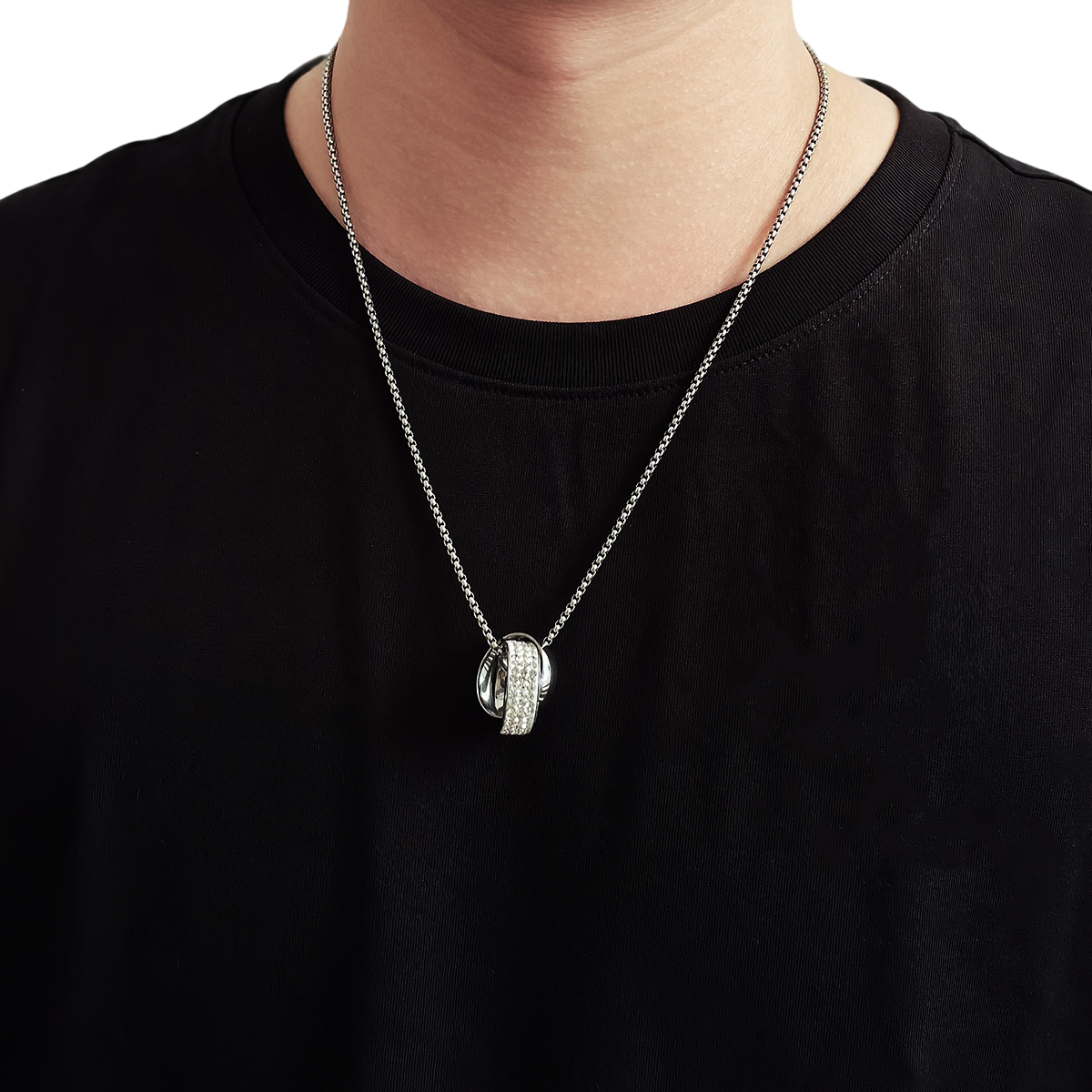 Men's Crystal Pendant Necklace with Chain