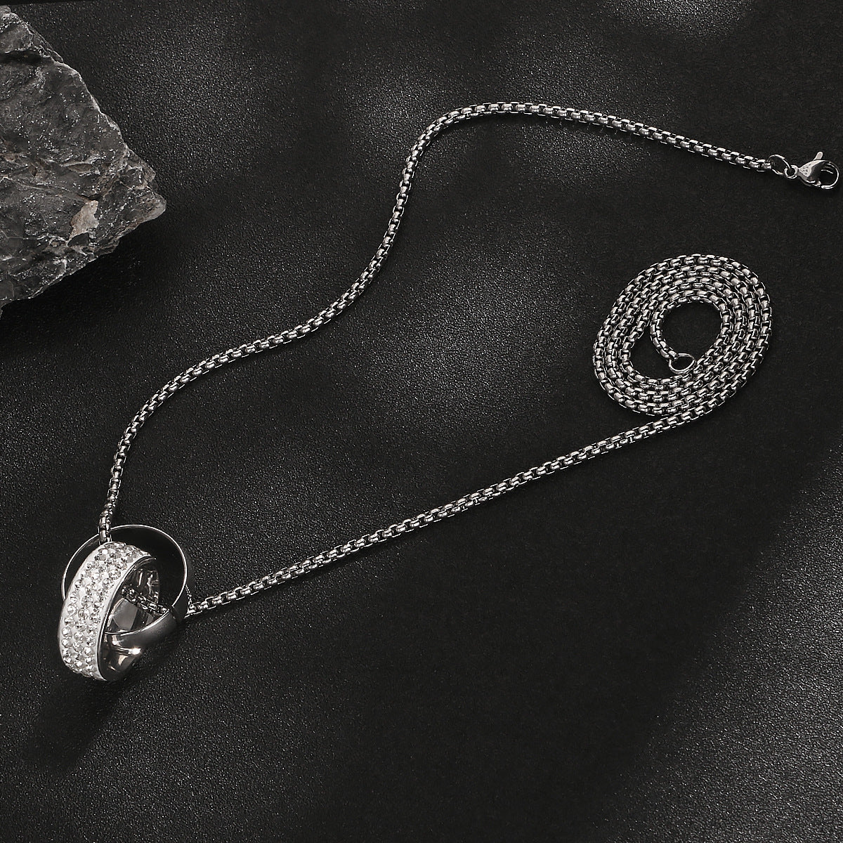 Men's Crystal Pendant Necklace with Chain