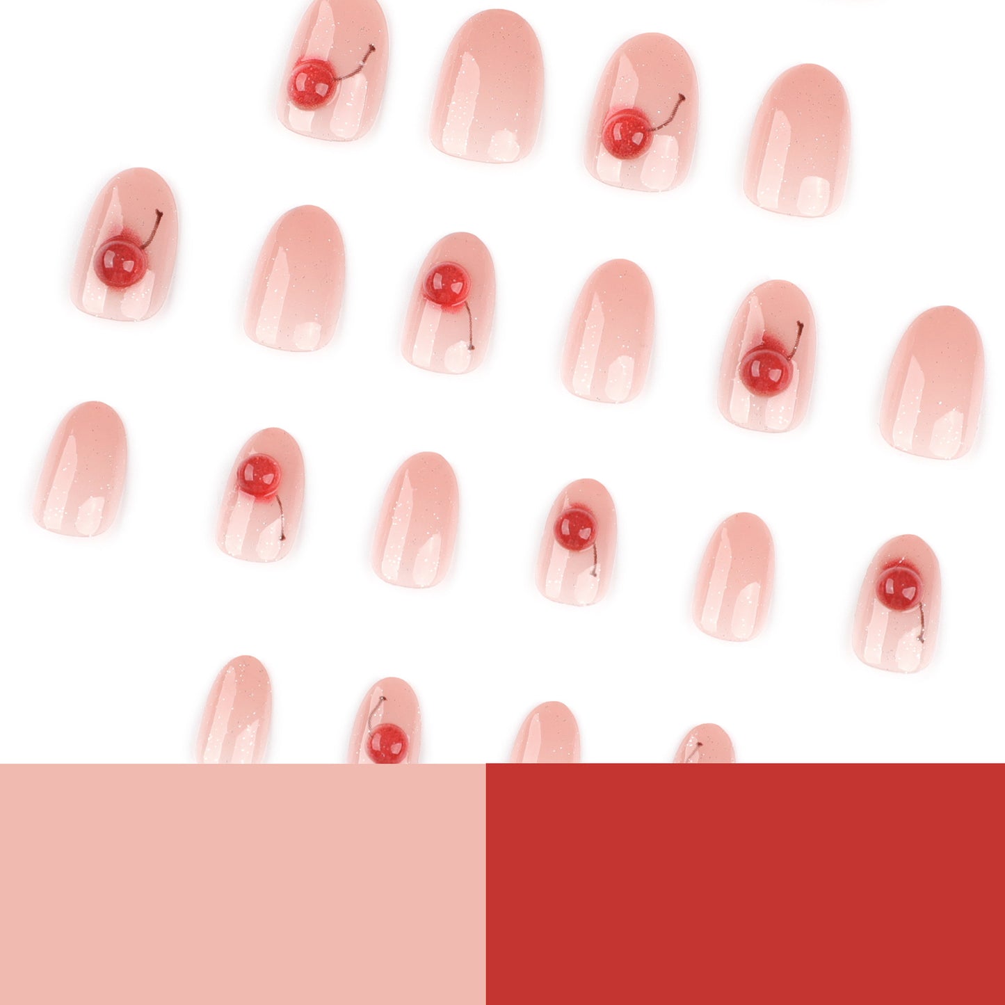 Cherry and Glitter Nail Art