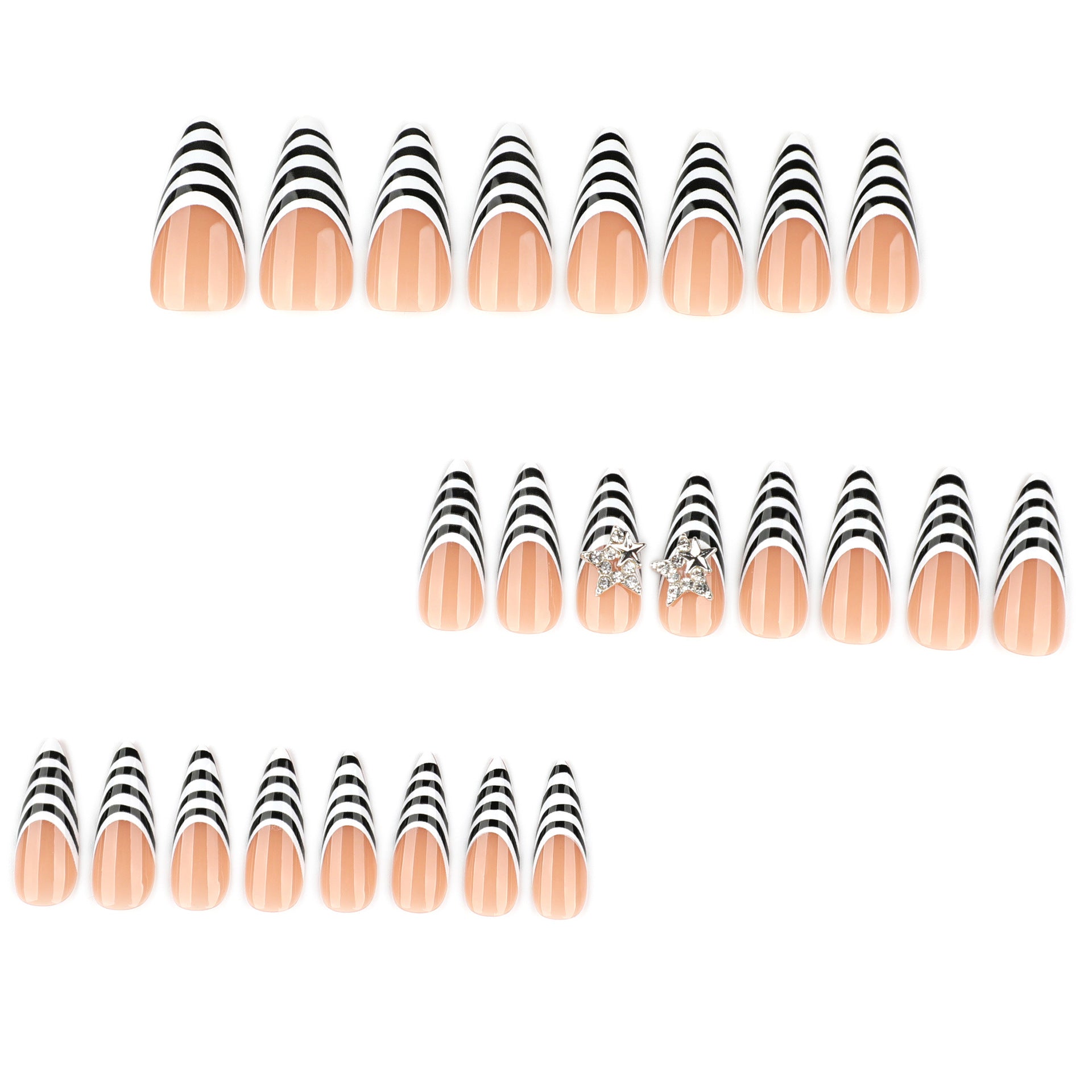 Striped Acrylic 3D Nail Art