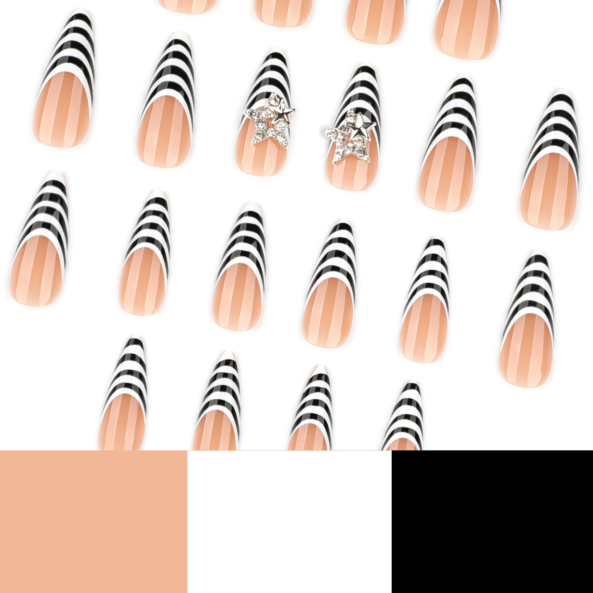 Striped Acrylic 3D Nail Art