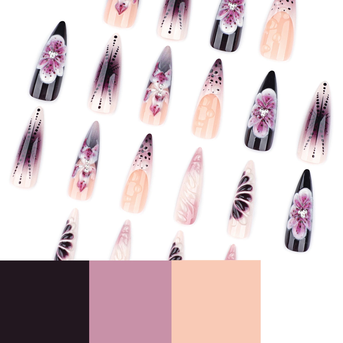 3D Floral Acrylic Nail Art