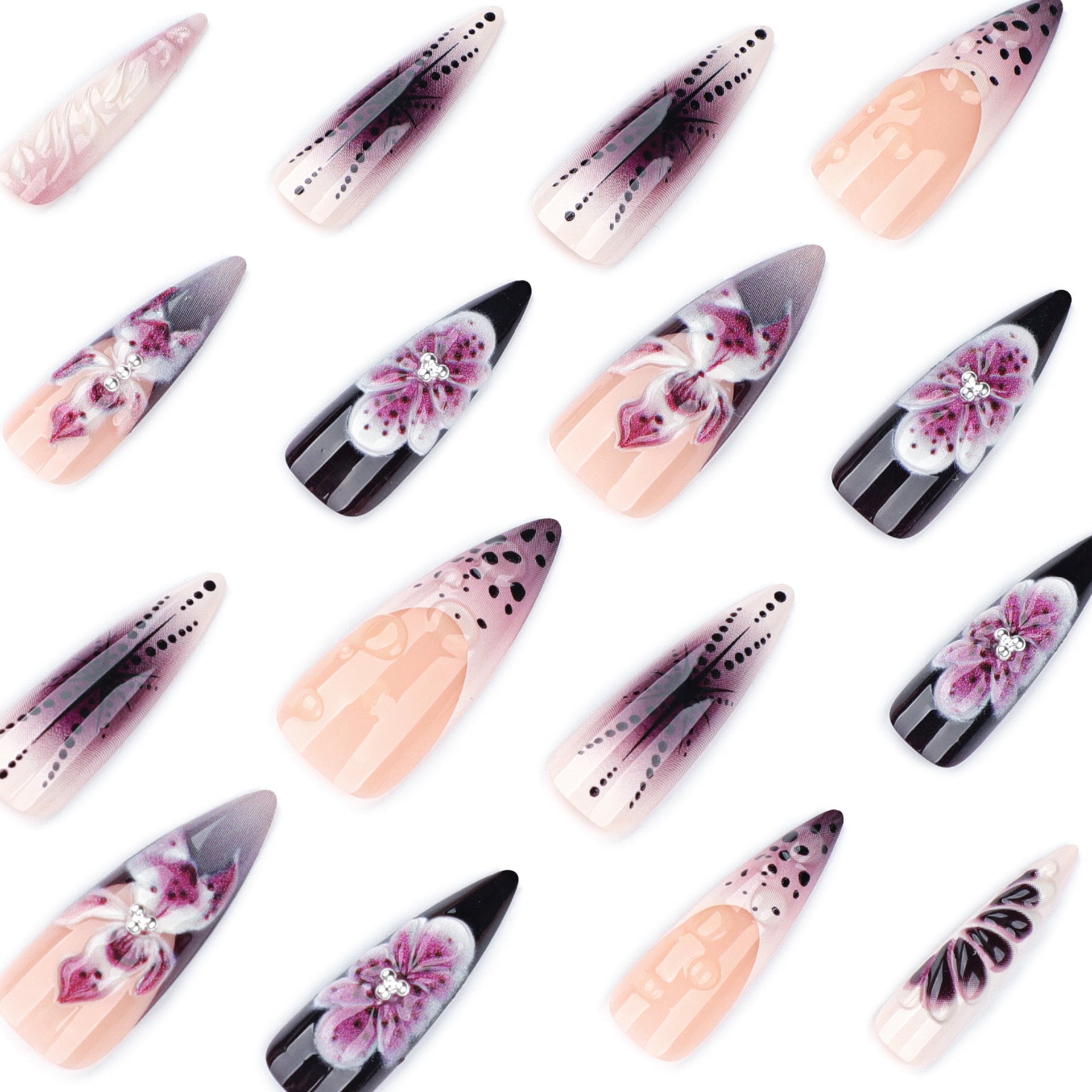 3D Floral Acrylic Nail Art