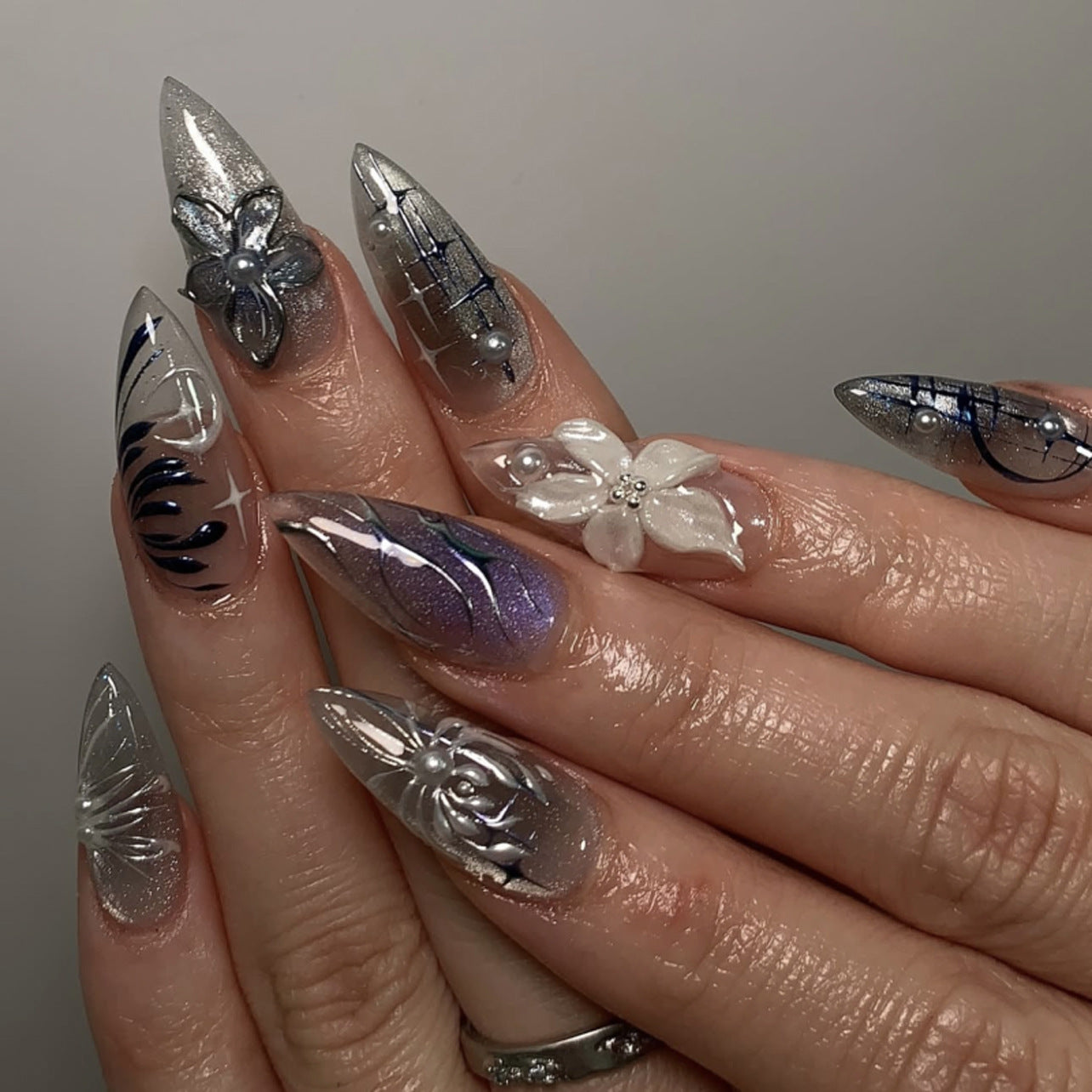 3D Floral Butterfly Nail Art