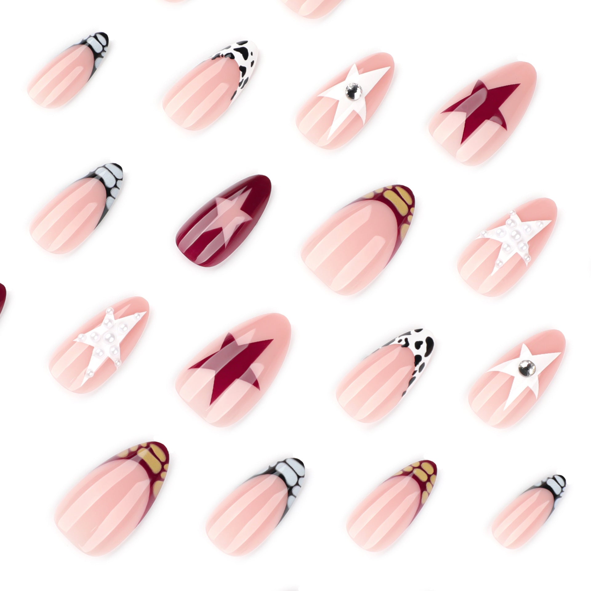 Elegant Mixed-Design Nail Art Set