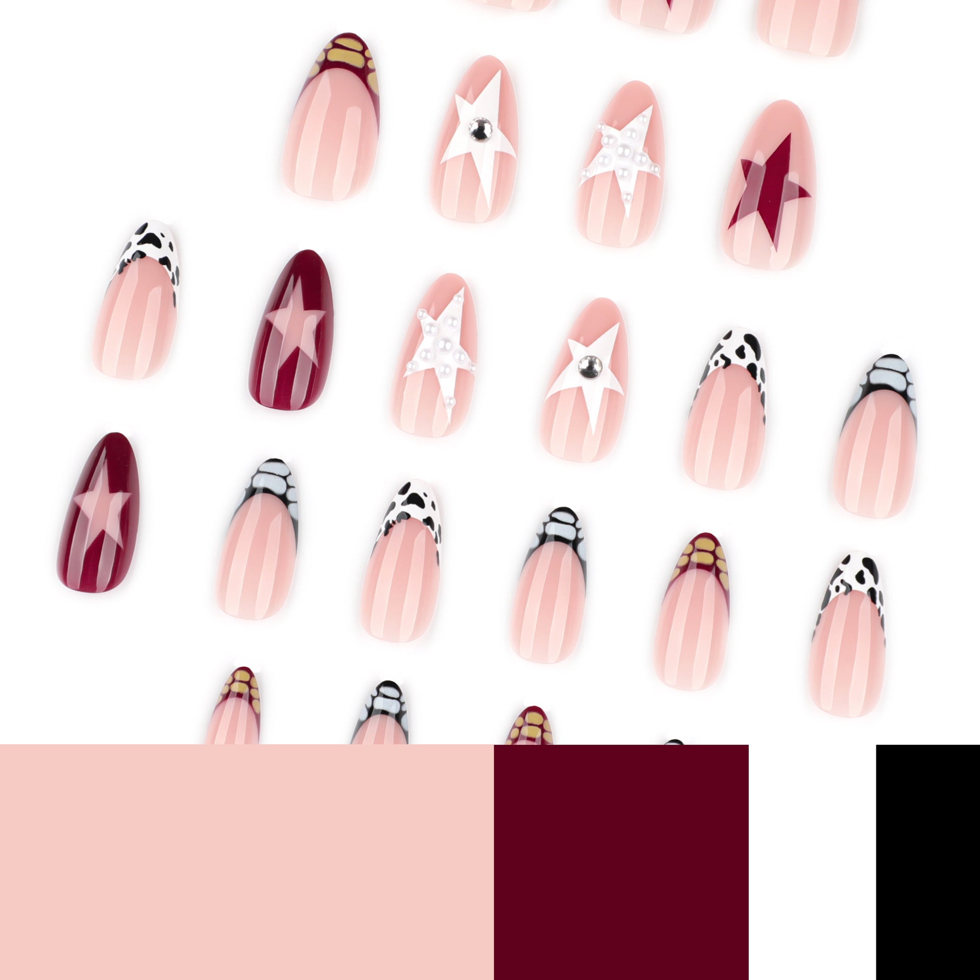 Elegant Mixed-Design Nail Art Set