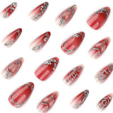 Red and Silver 3D Nail Art Set
