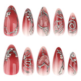Red and Silver 3D Nail Art Set
