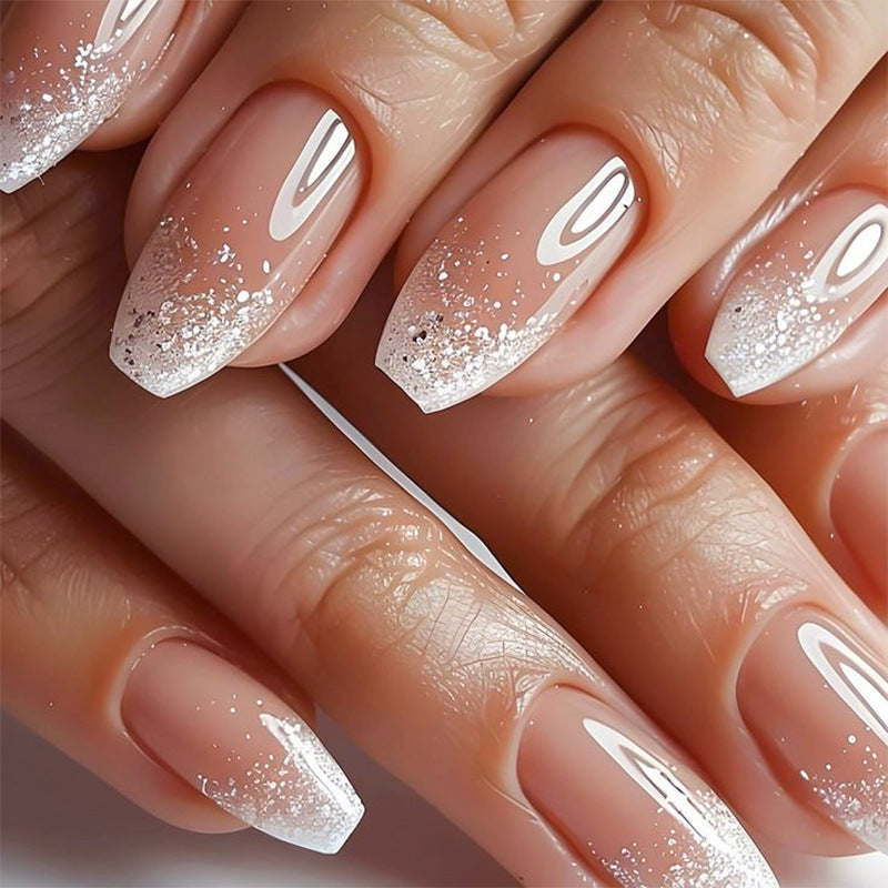 Elegant French Nail Art with Glitter