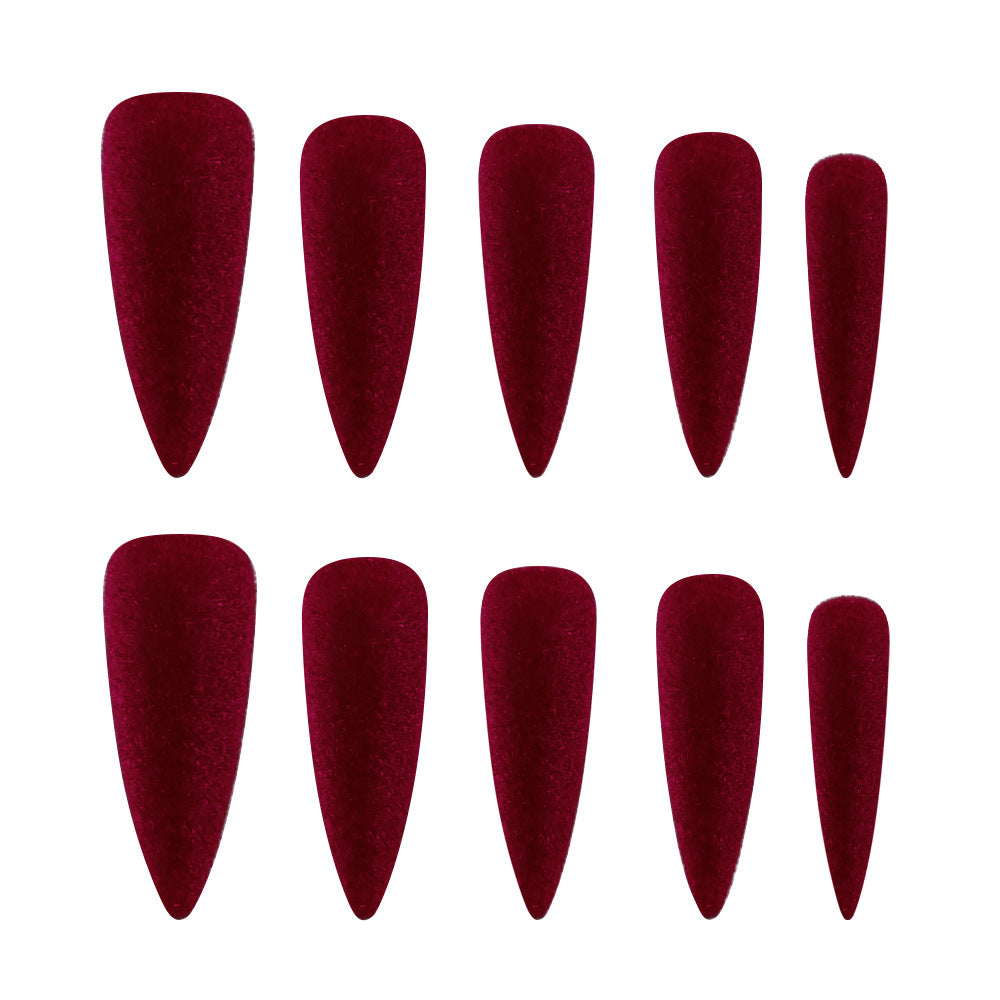 Velvet Red Stiletto Nails