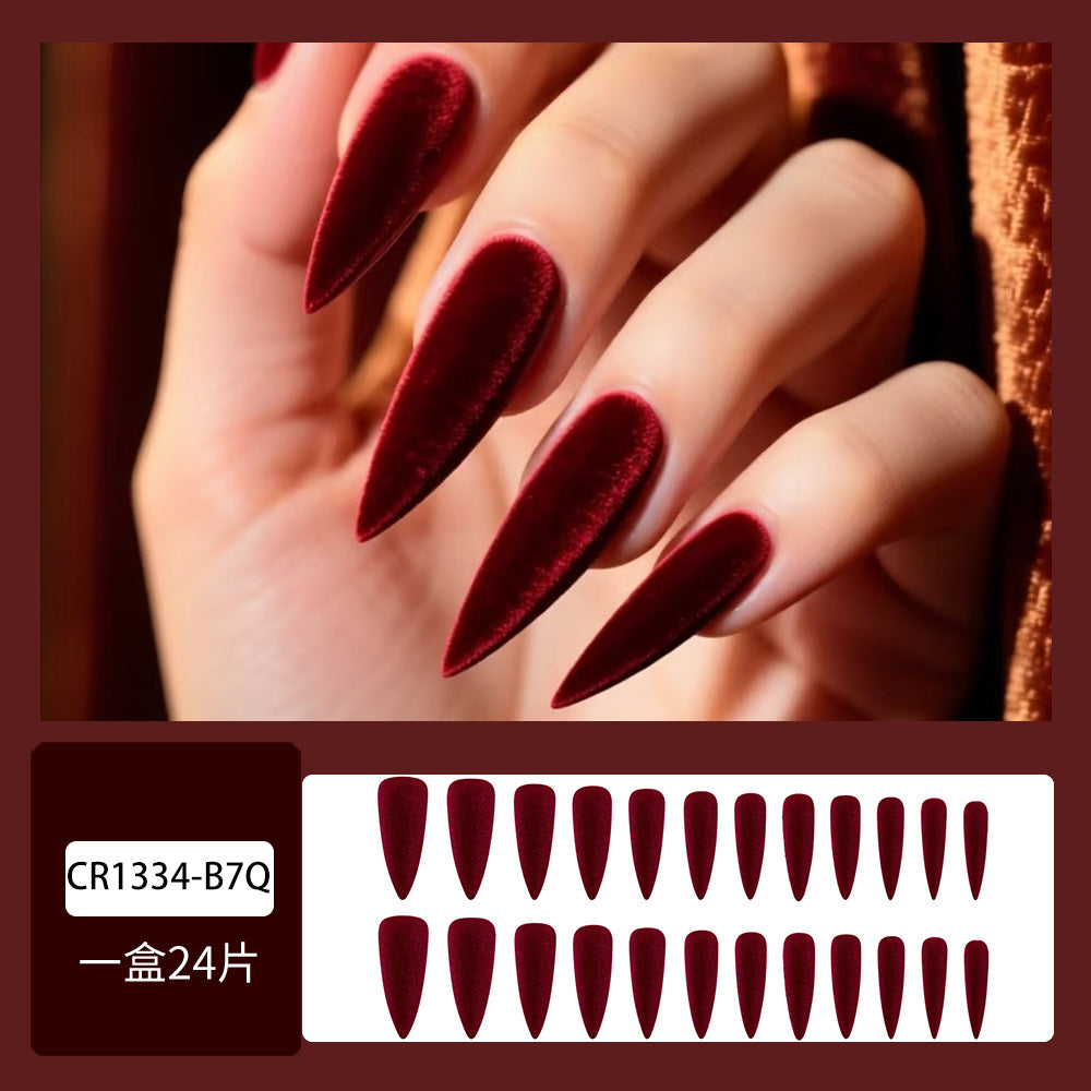 Velvet Red Stiletto Nails