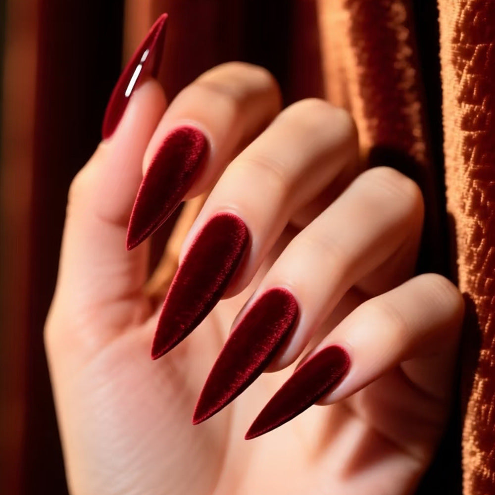 Velvet Red Stiletto Nails