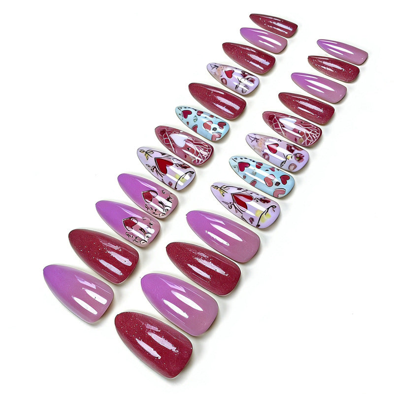 Romantic Heart-Themed Nail Art Set