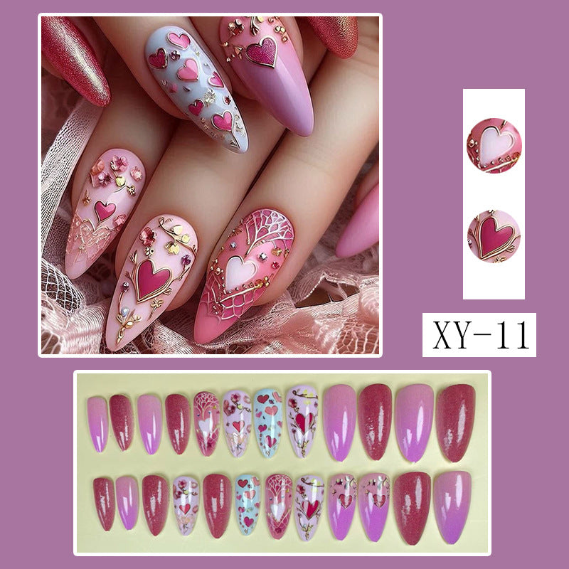 Romantic Heart-Themed Nail Art Set