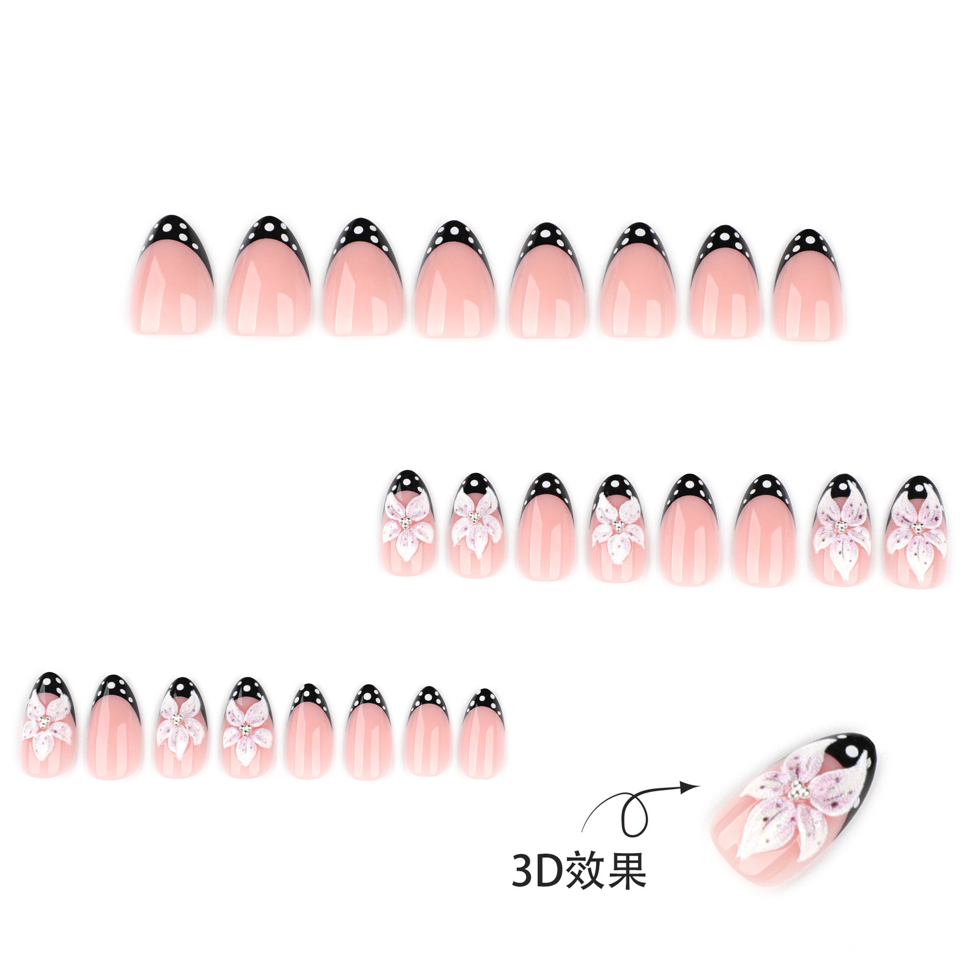 Floral and Polka Dot Gel Nail Art