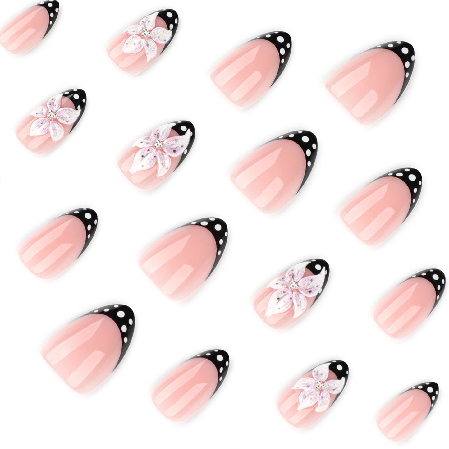 Floral and Polka Dot Gel Nail Art