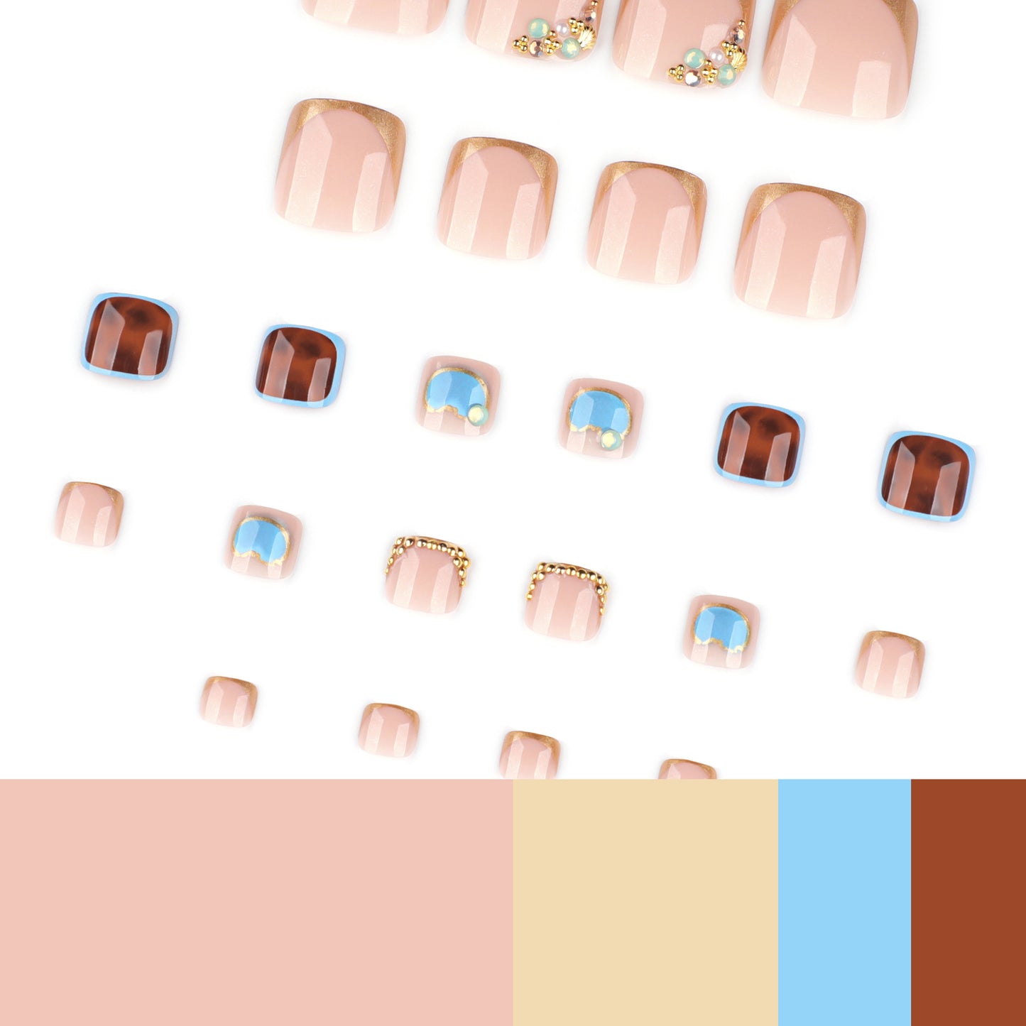 Nail Art with Gold & Pastel Accents