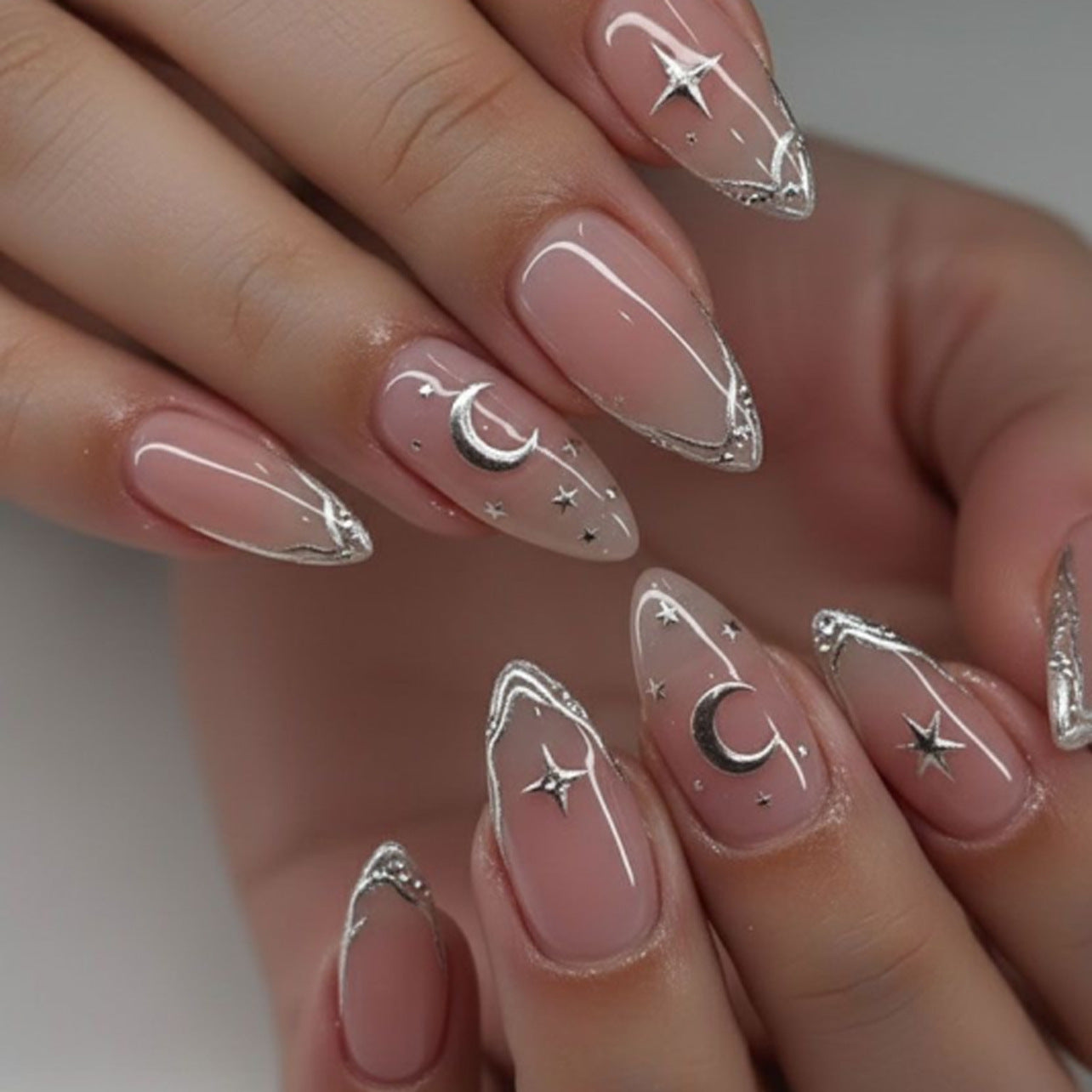 Celestial Moon and Star Nail Art