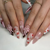 Nail Art with 3D Bows and Pearls