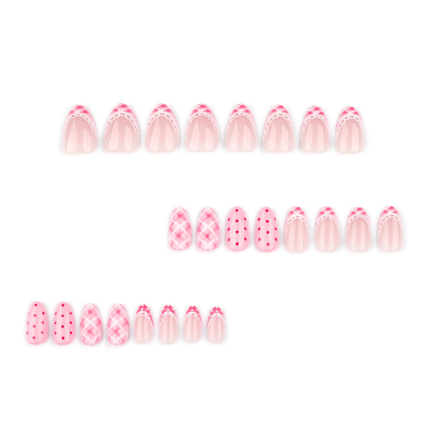 Polka Dot & Lattice Pattern Nail Art
