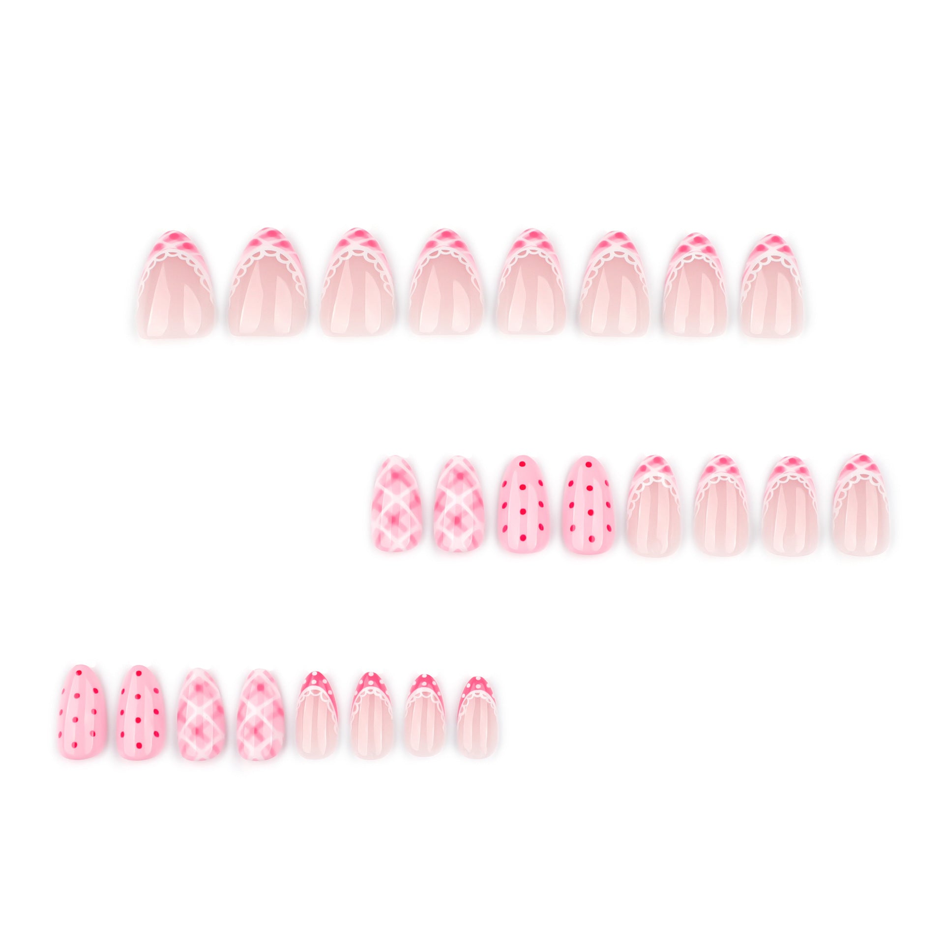 Polka Dot & Lattice Pattern Nail Art