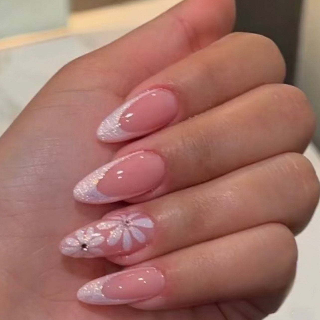 Floral French Nail Art