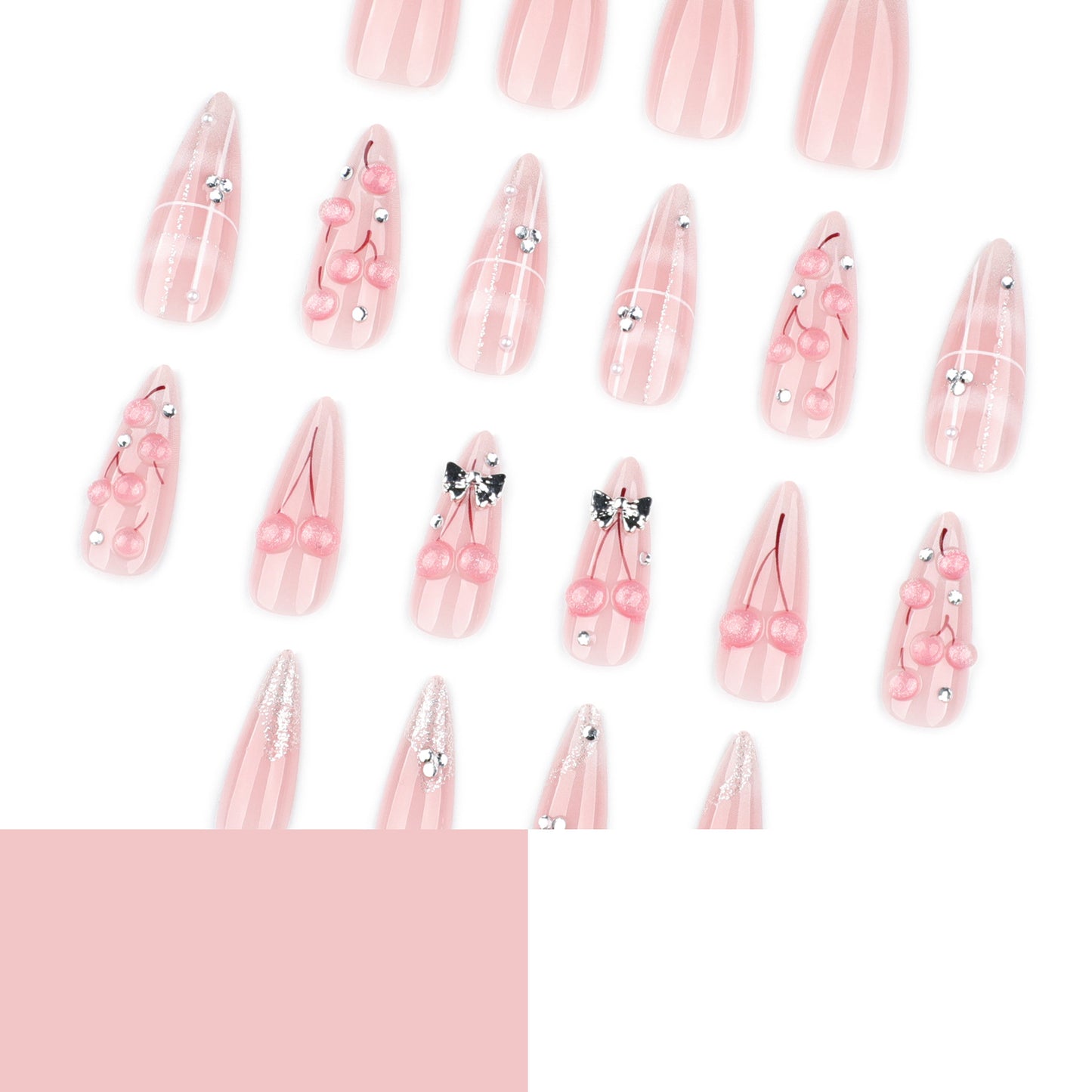 Pink Nail Art with 3D Cherry