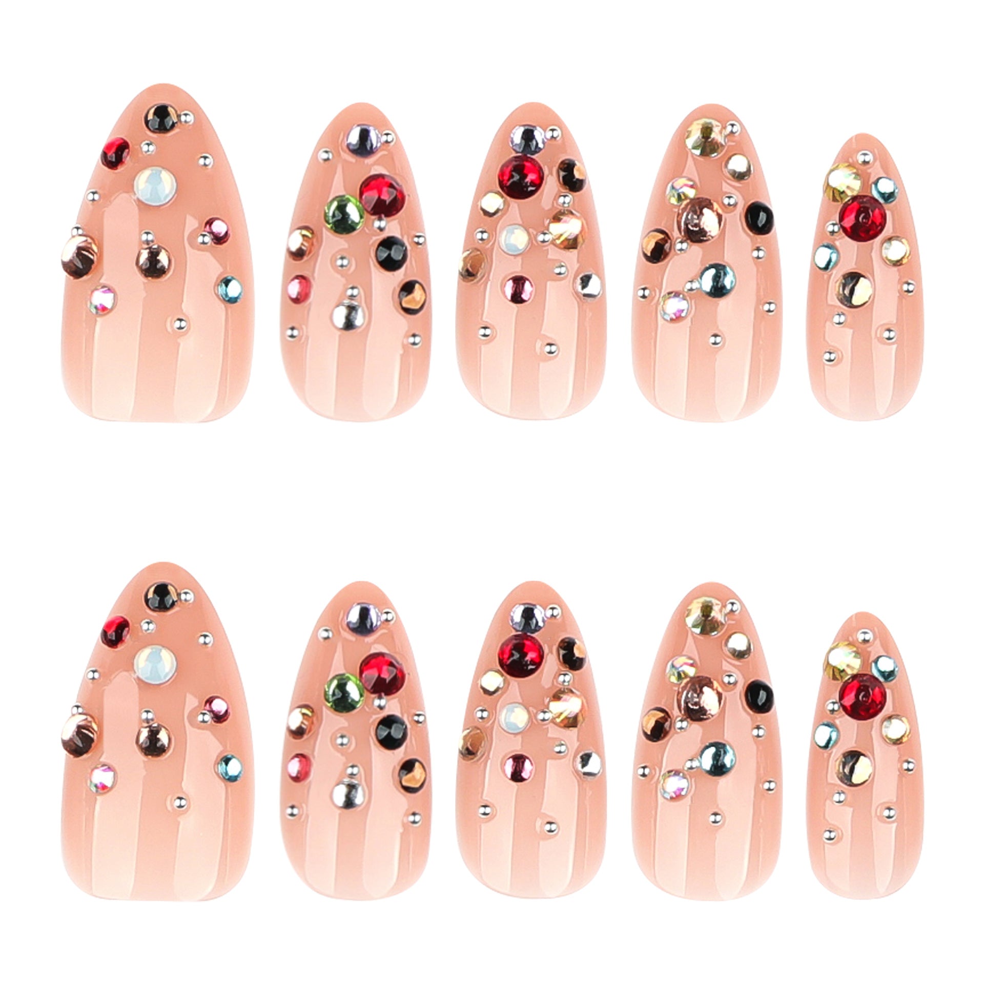 Colorful Rhinestone Nail Art