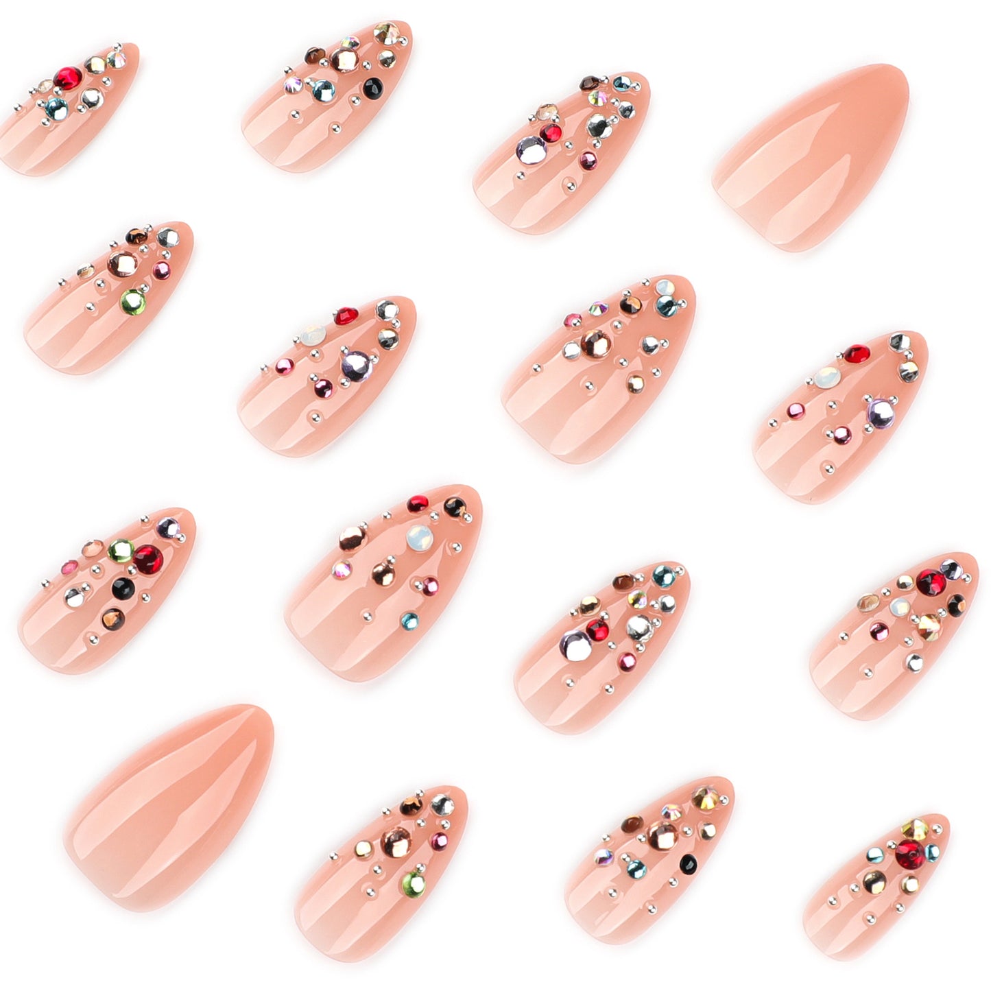 Colorful Rhinestone Nail Art
