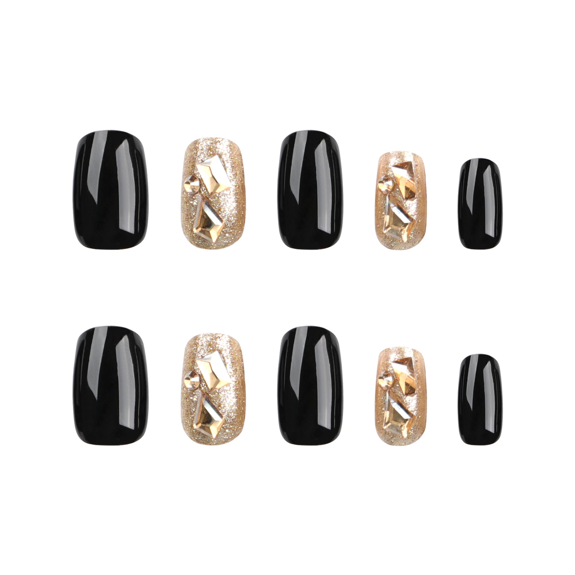 Elegant Black and Gold Nail Art