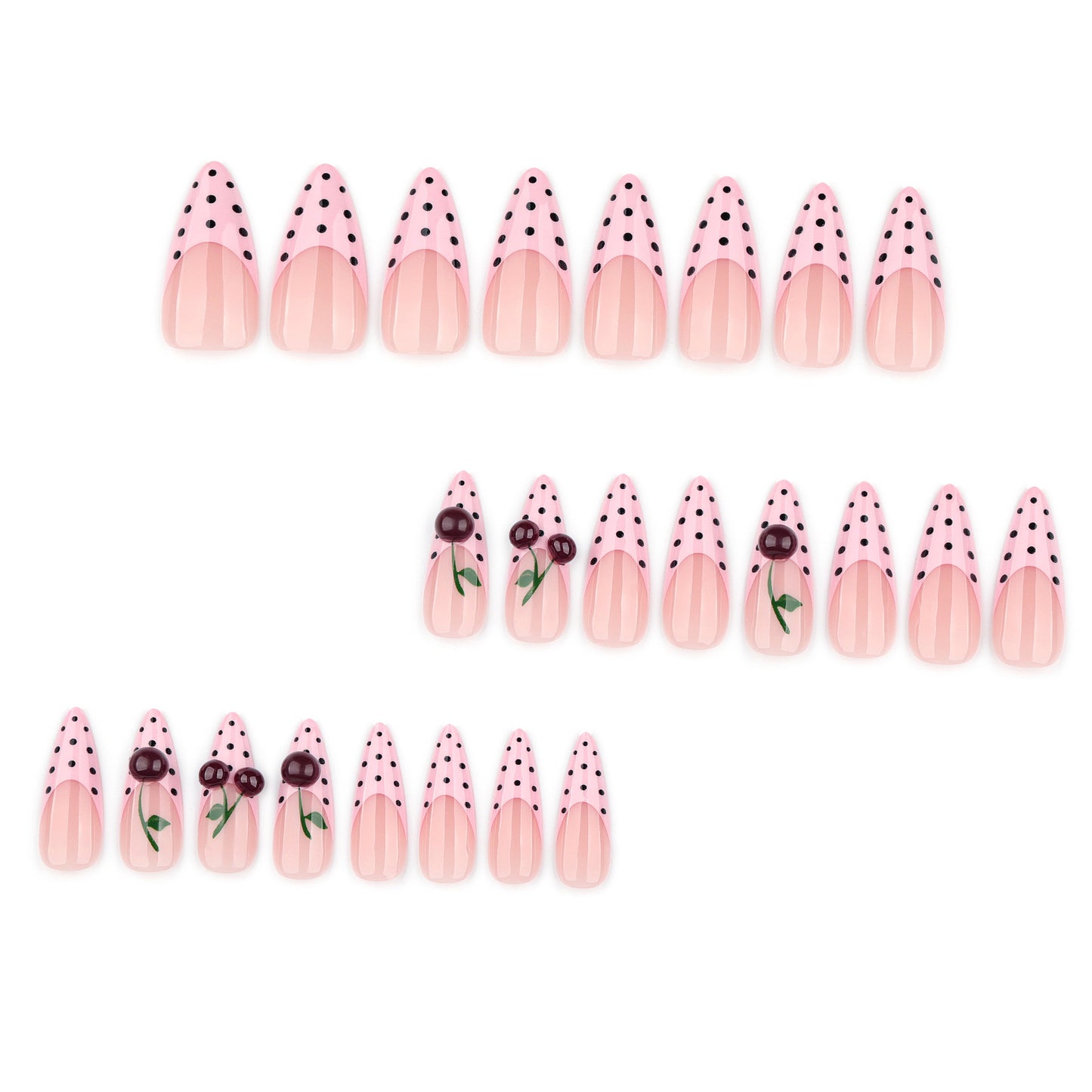 Cherry Blossom Polka Dot Nail Art