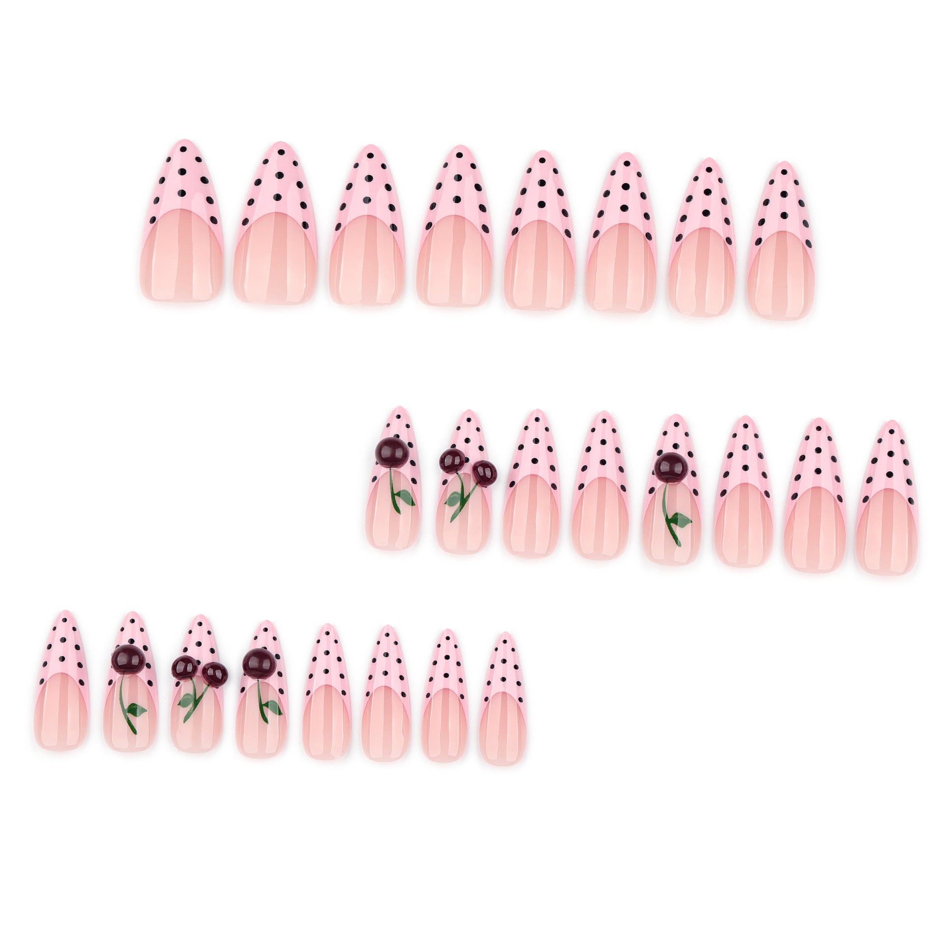 Cherry Blossom Polka Dot Nail Art