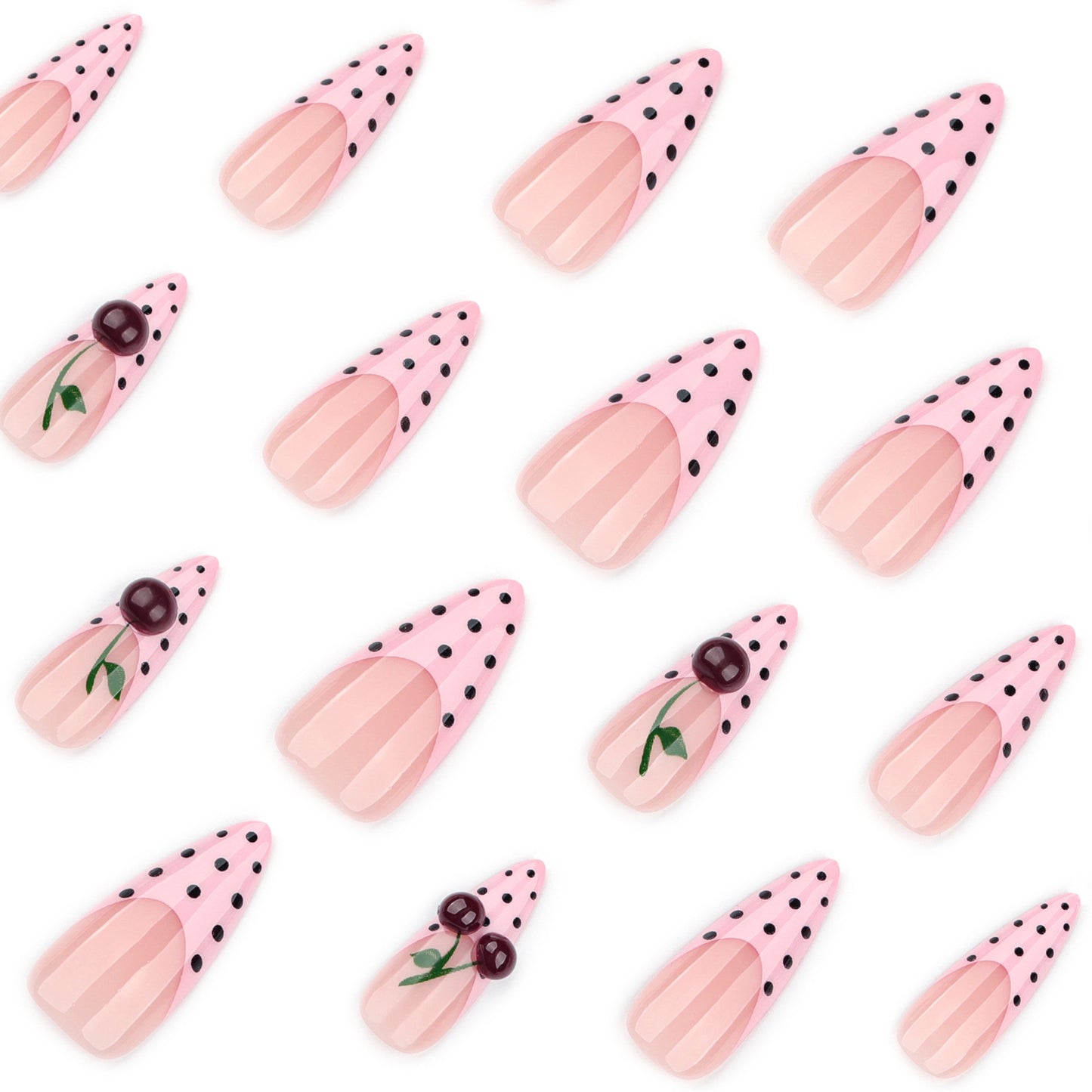 Cherry Blossom Polka Dot Nail Art