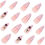 Cherry Blossom Polka Dot Nail Art