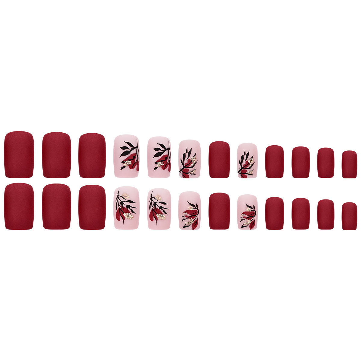 Matte Floral Press-On Nail Art Set