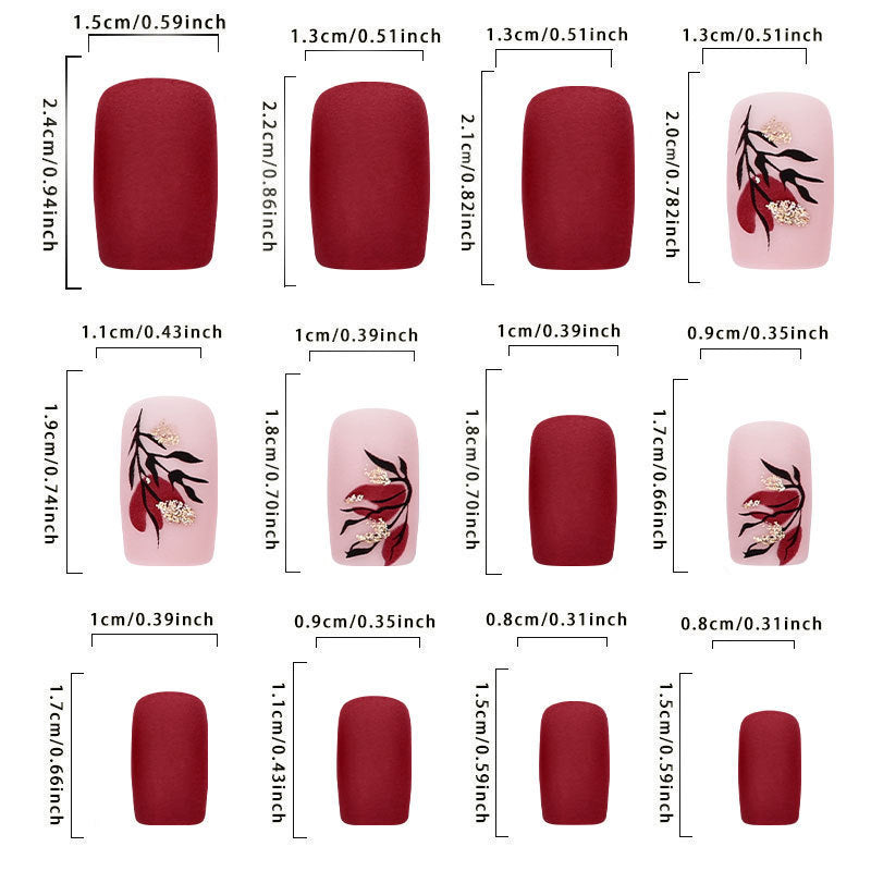 Matte Floral Press-On Nail Art Set