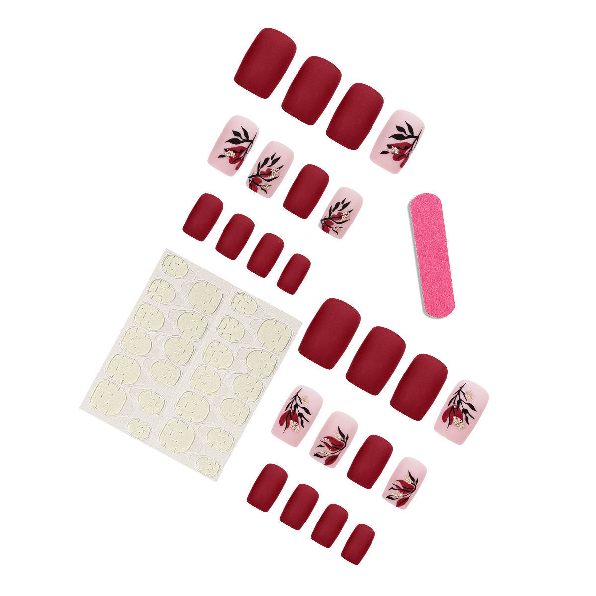 Matte Floral Press-On Nail Art Set