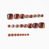 Brown Glossy Press-On Nails with Glitter Accents