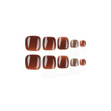 Brown Glossy Press-On Nails with Glitter Accents