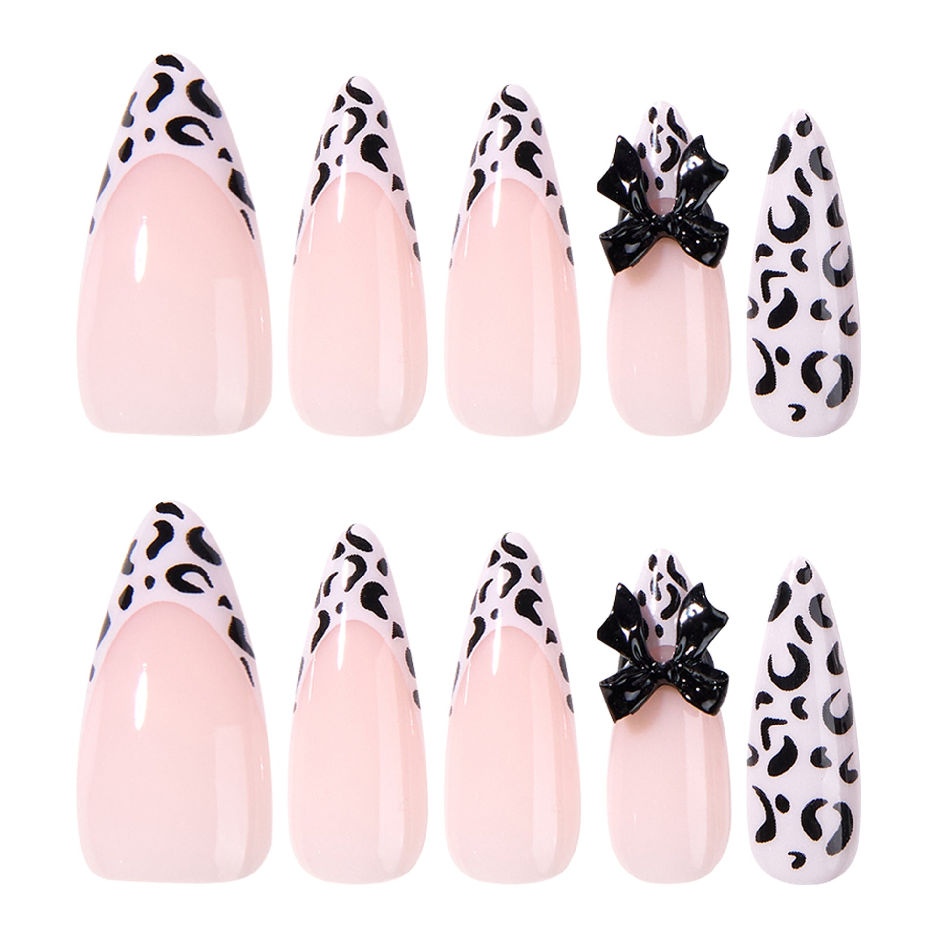 Leopard French Tip Press-On Nails Set