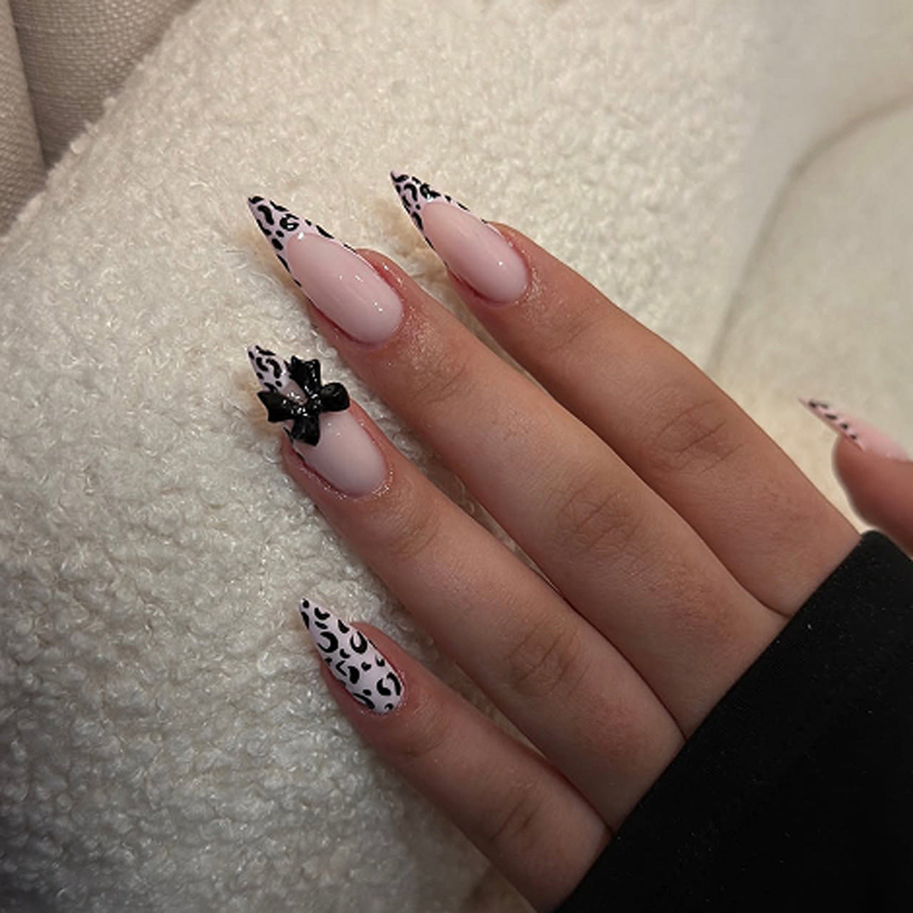Leopard French Tip Press-On Nails Set