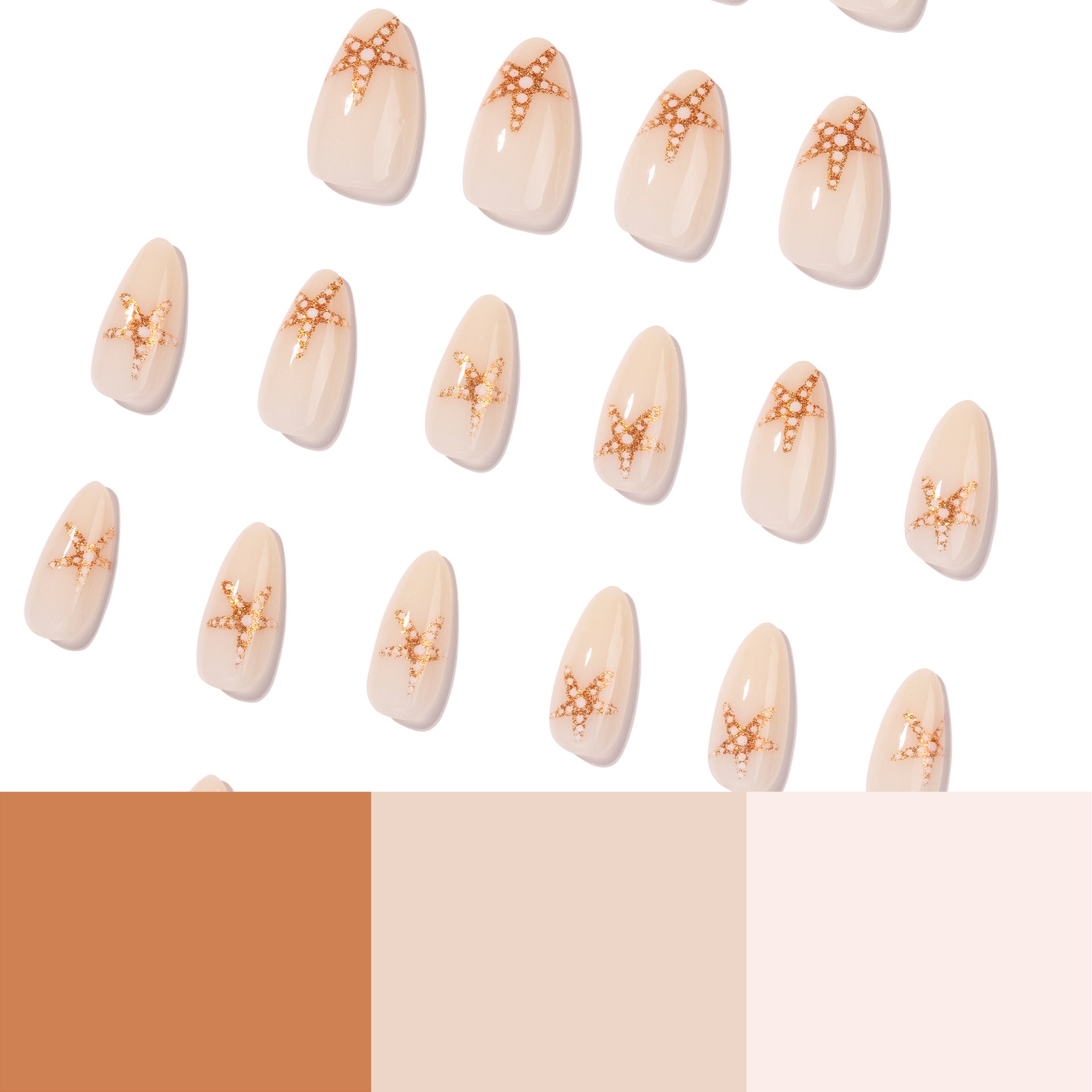 Nude Starfish Pearl Accent Nail Design