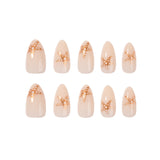 Nude Starfish Pearl Accent Nail Design