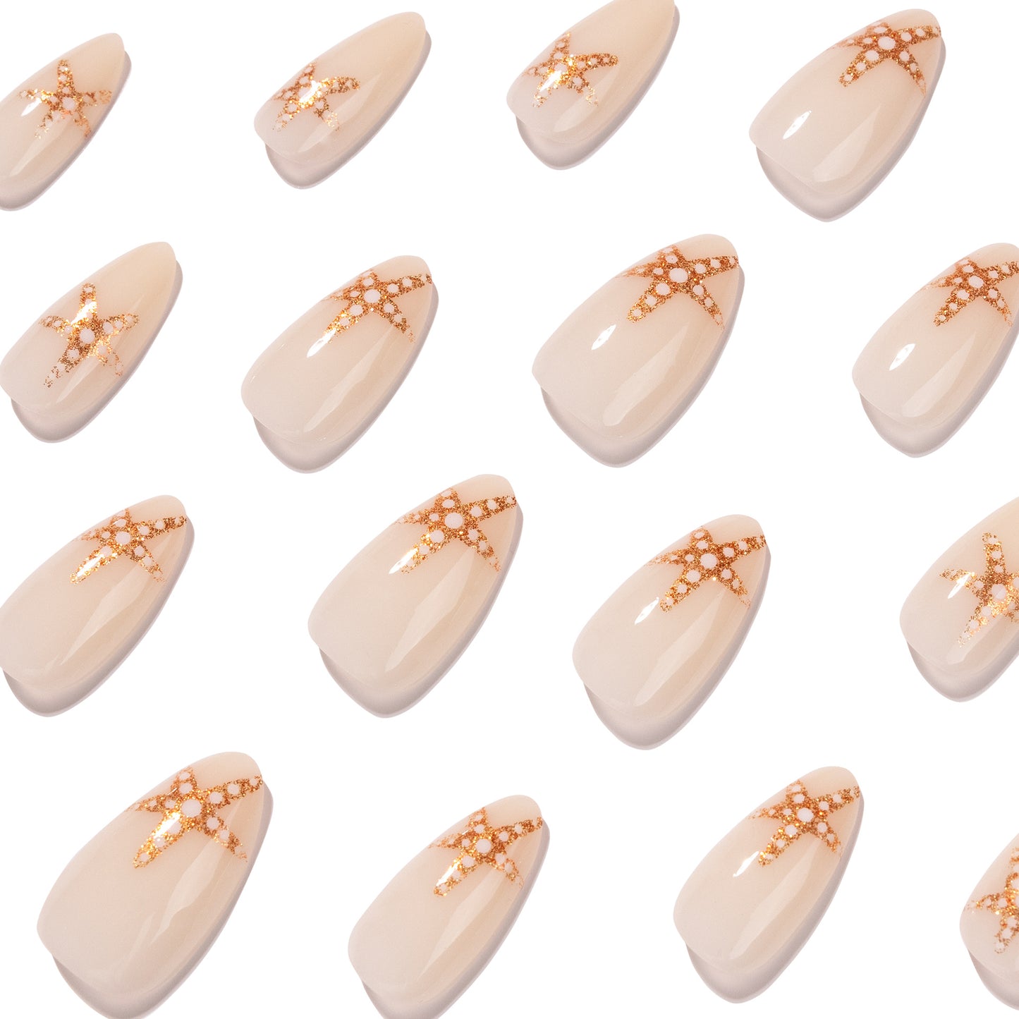 Nude Starfish Pearl Accent Nail Design
